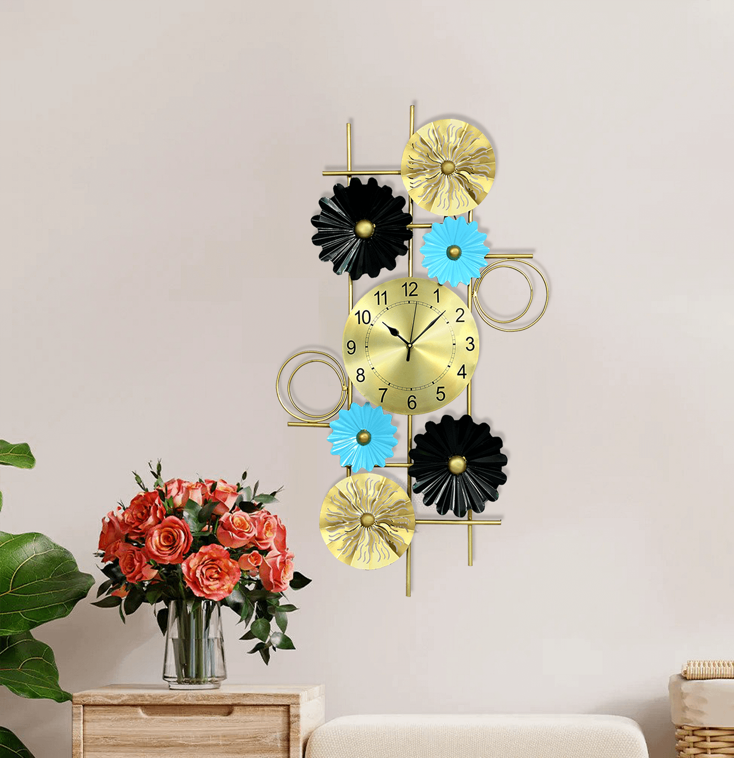 Verticle Floral Wall Clock