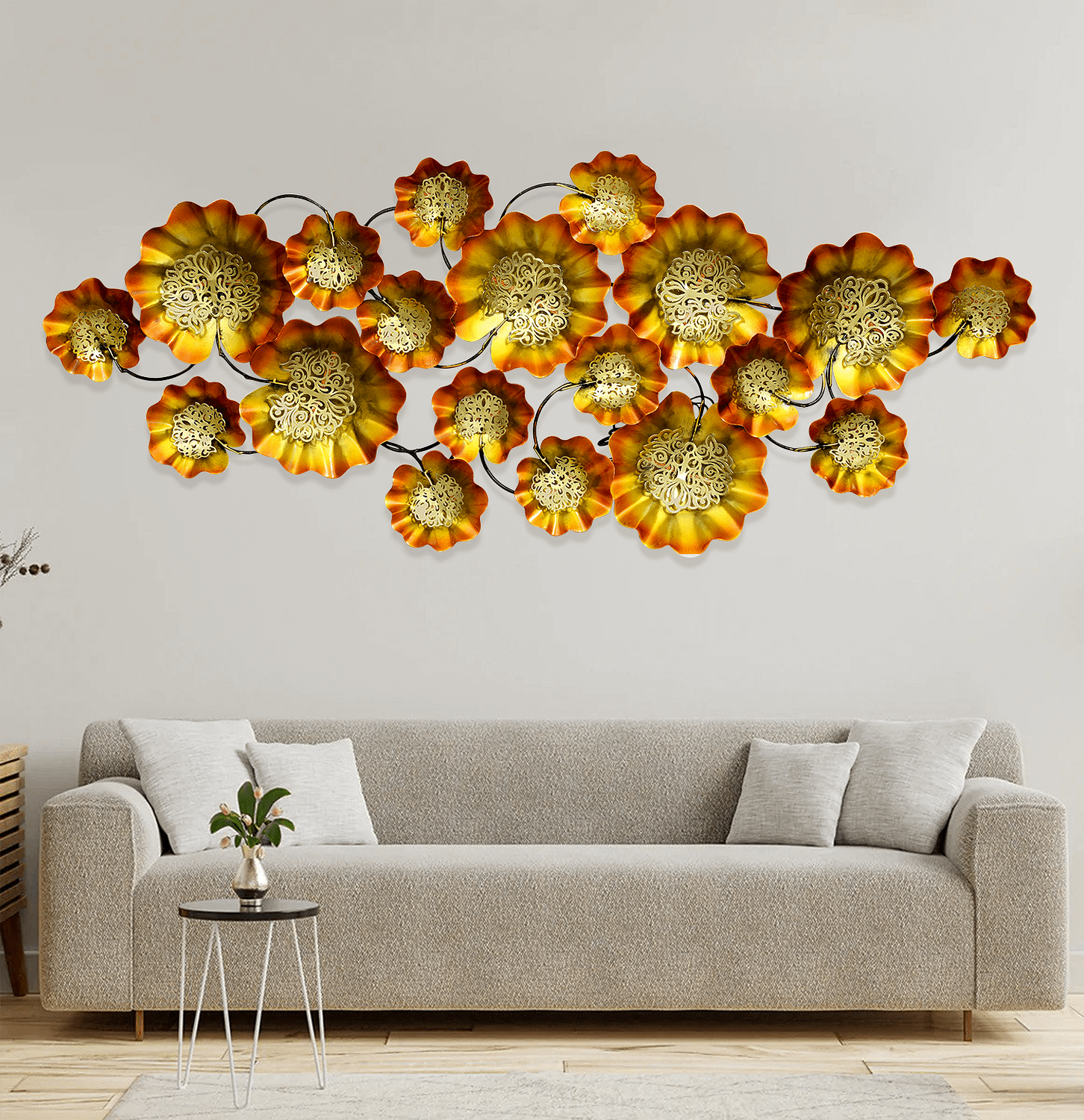 Metal Golden Acid Dome Wall Art With LED
