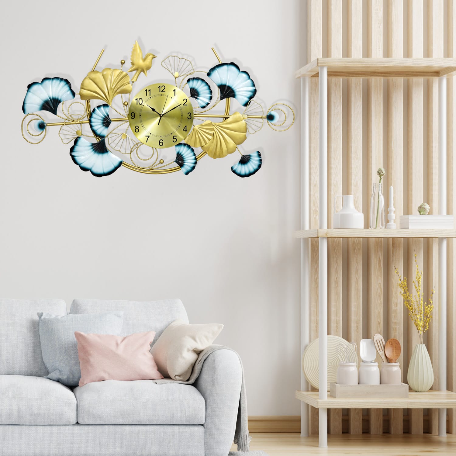 Golden Grey Metal Wall Clock