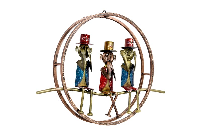 Three Monkey Art in Metal