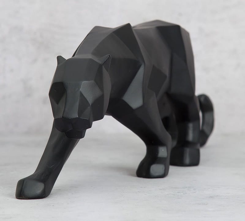 Modern Art Geometric Black Panther Statue