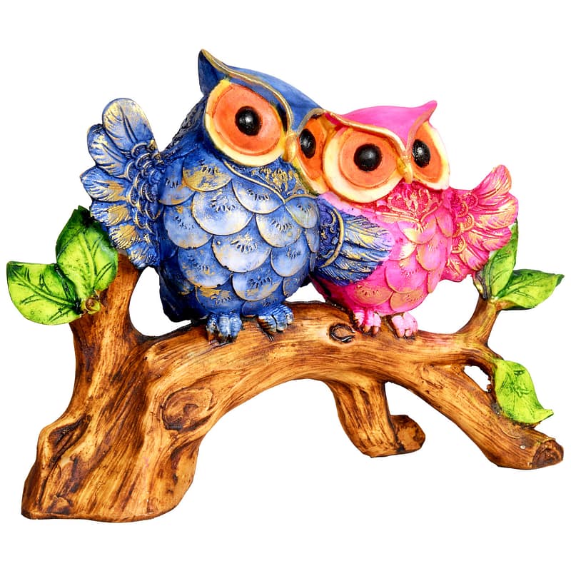 Cute Owl Couple Bird Statue 2