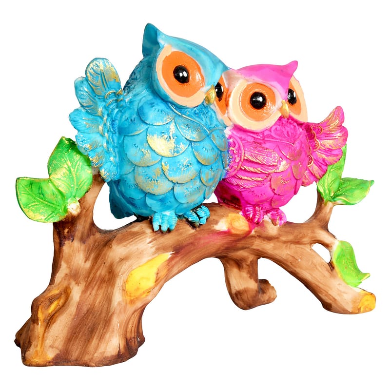 Romantic Owl Couple Bird Statue 2