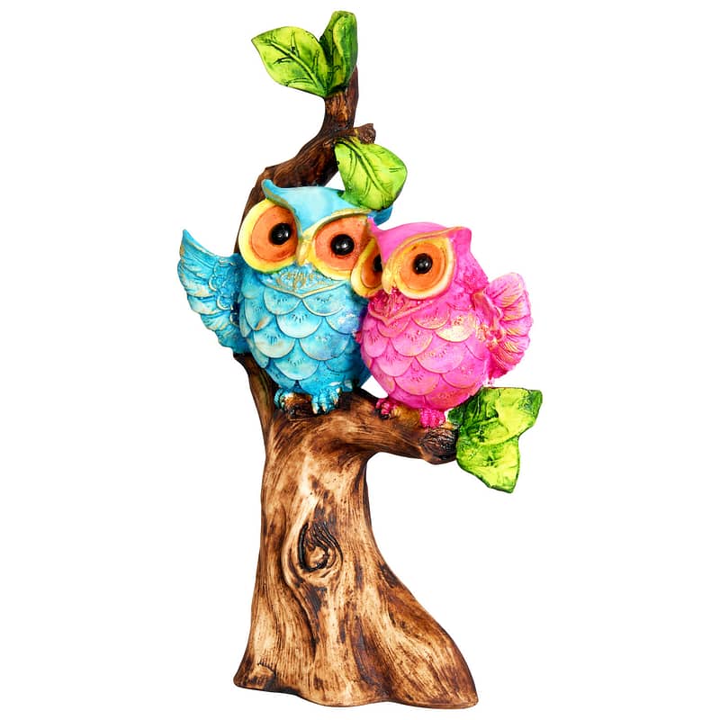 Owl Couple Bird Statue 3