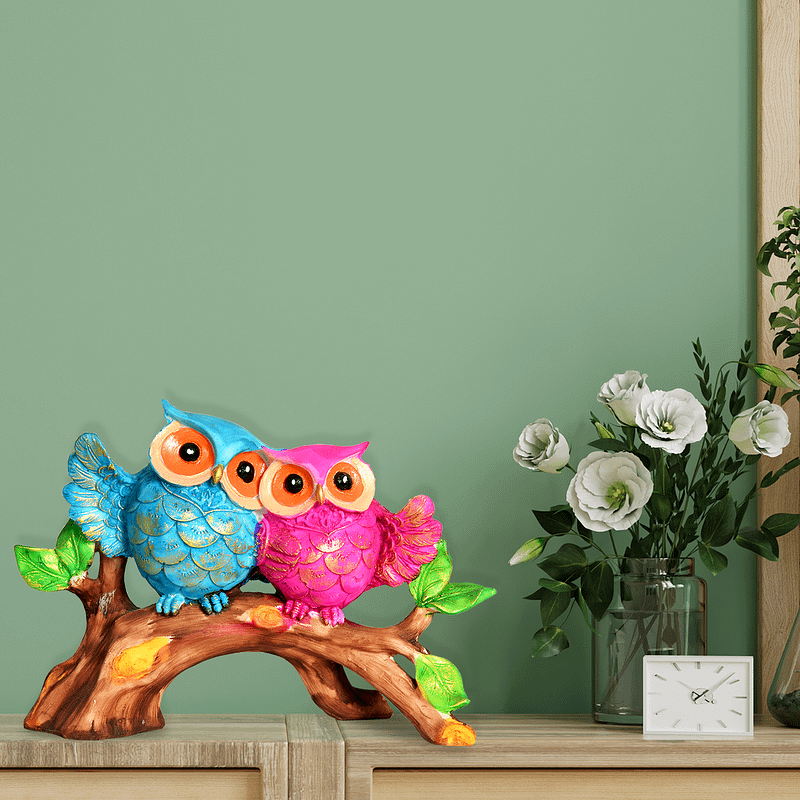 Romantic Owl Couple Bird Statue