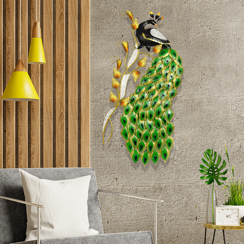 Metal Peacock Wall Art With LED