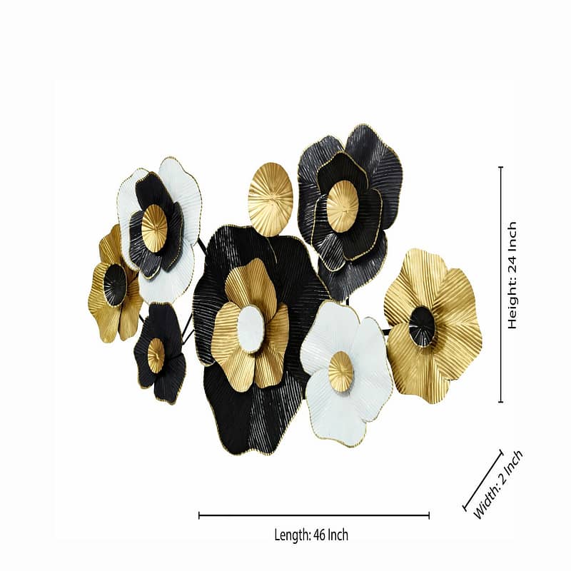 Black And White Flower Metal Wall Art