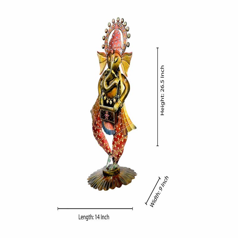Metal Standing Ganesha with Harmonium