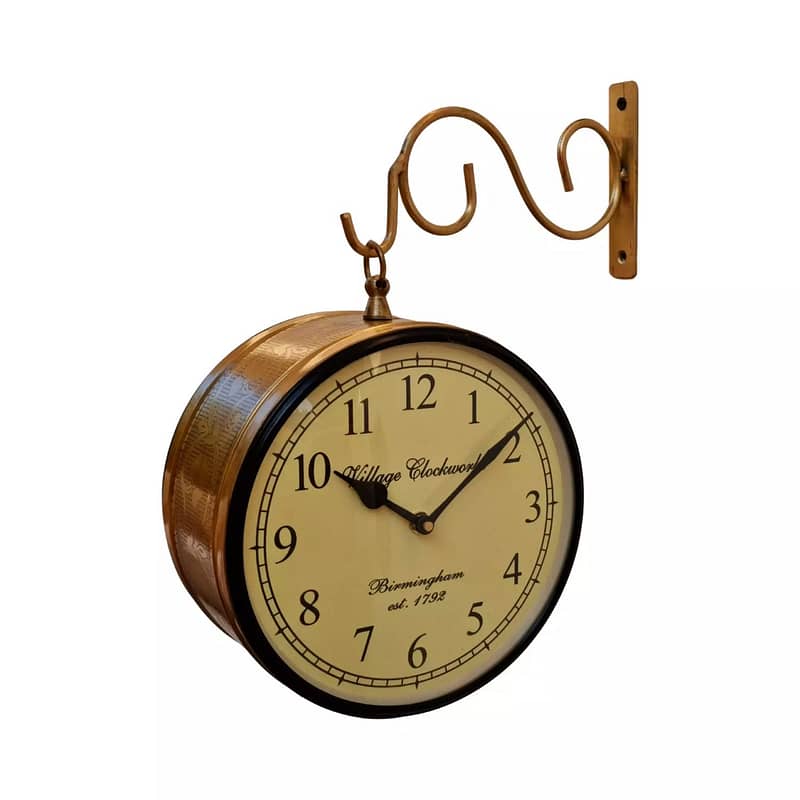 Vintage Style Double-Sided Analog Railway Clock