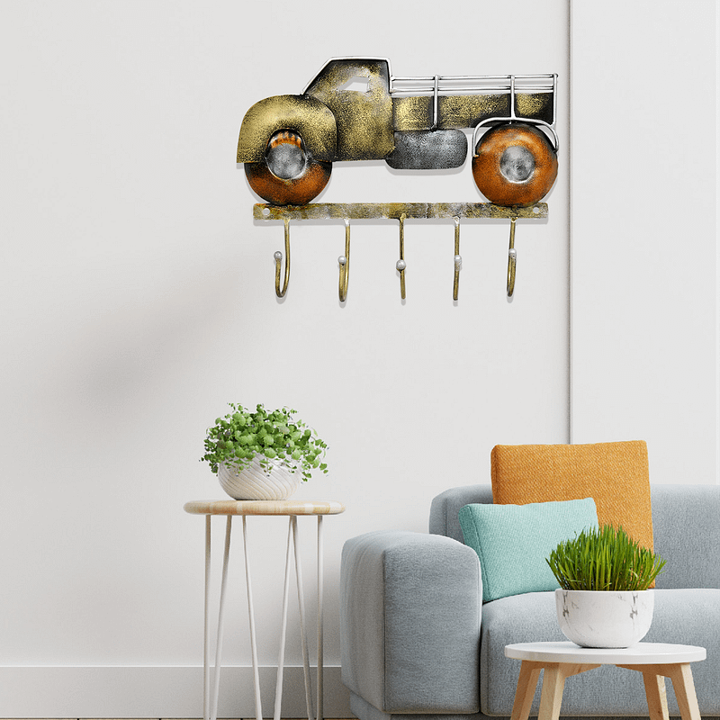Metal Truck Wall Art With Keyholder