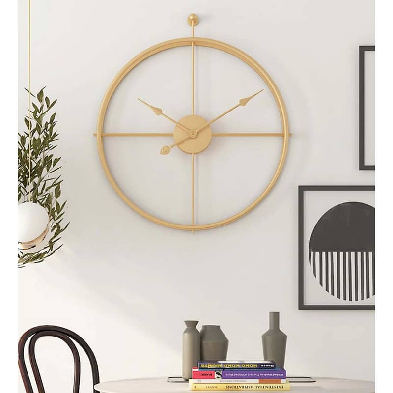 Gold Round Metal Wall Clock